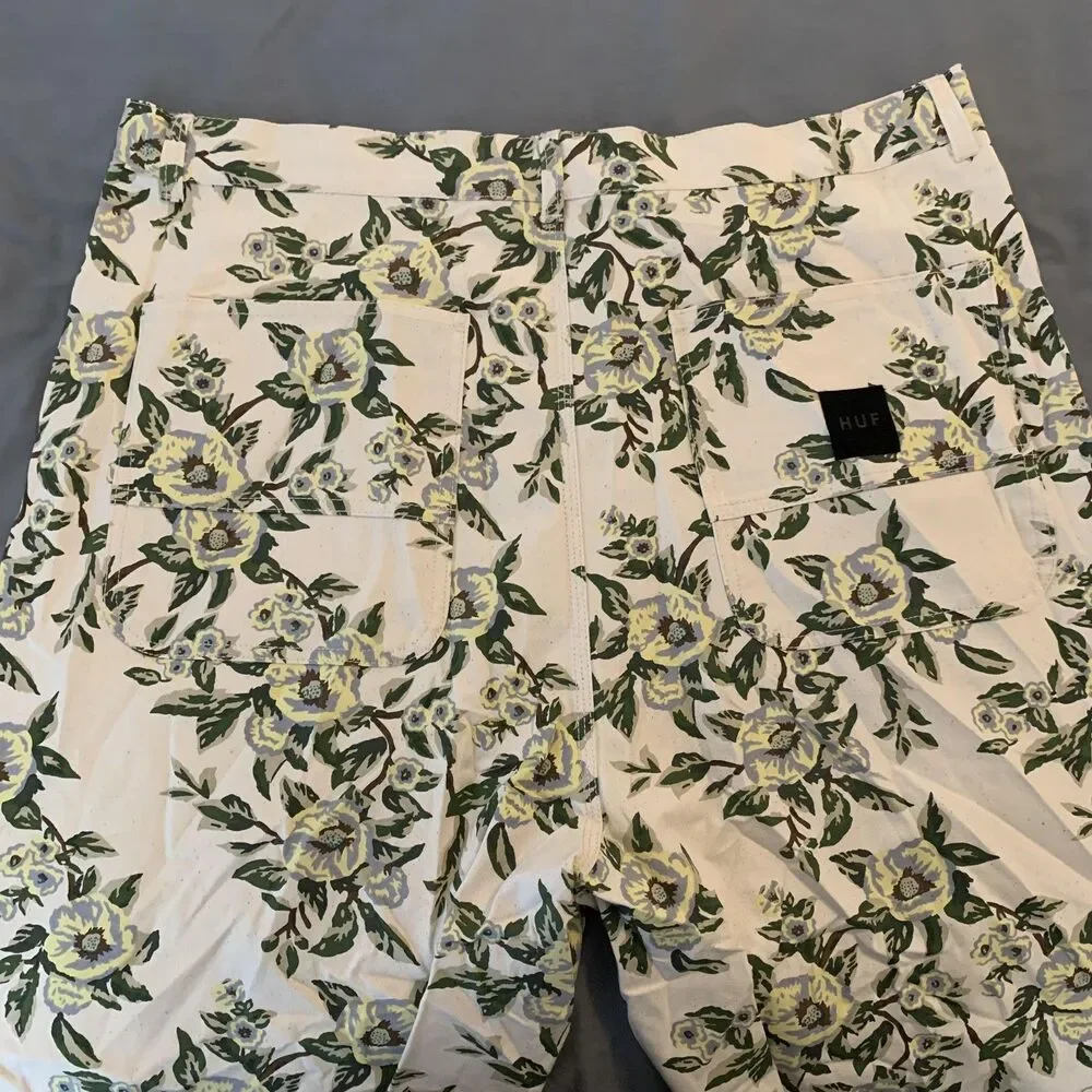 HUF Floral Chore Coat Jacket & Pants Set Mens XL/38 White Grafton Boyd‎ Skater